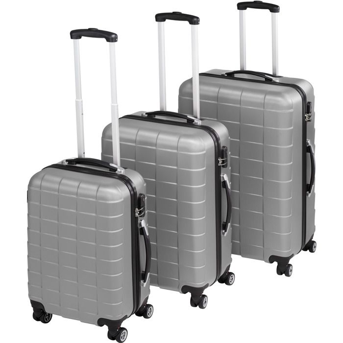 TECTAKE Set de 3 Valises Rigides de Voyage - avec Cadenas à Combinaison - 4 Roues Pivotantes à 360° - Gris (XL, L, M)