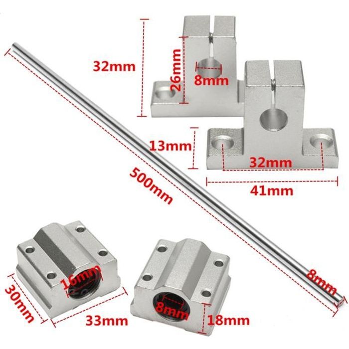 Verticale horizontale 8mm Linéaire Guide Tige Rail Tige Lisse Mouvement  Roulement À Billes Glissière Douille CNC L'axe Optique pour 3D Imprimante -  AliExpress