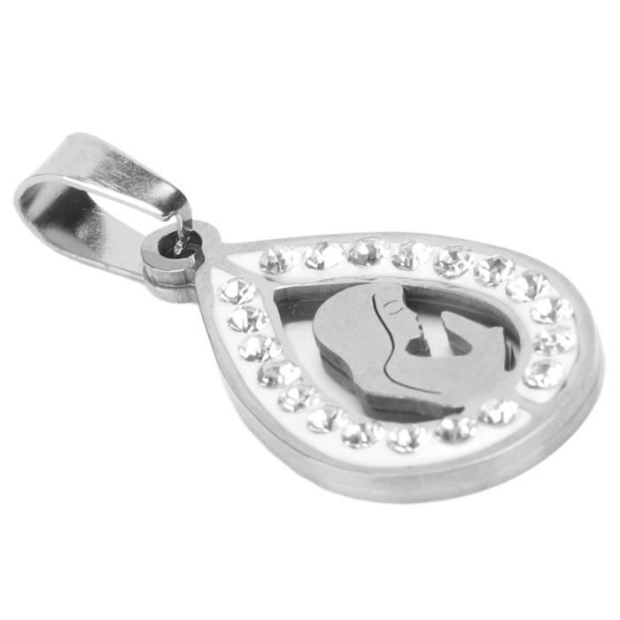 Médaille Ronde Vierge Marie Religieuse Or Jaune 18 Carats Pendentif Poids 3 61 G