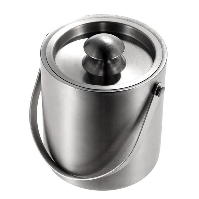Seau à Glaçons 3L En Acier Inoxydable Double Paroi - Avec Couvercle, Pince, Pelle Et Passoire, Idéal Fêtes Et Pique-niques