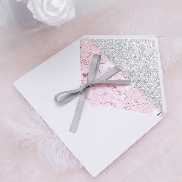 30 Cartes De Mariage Creuses - Motif Silhouette Couple - Carte à Personnaliser - Faire-part Romantique