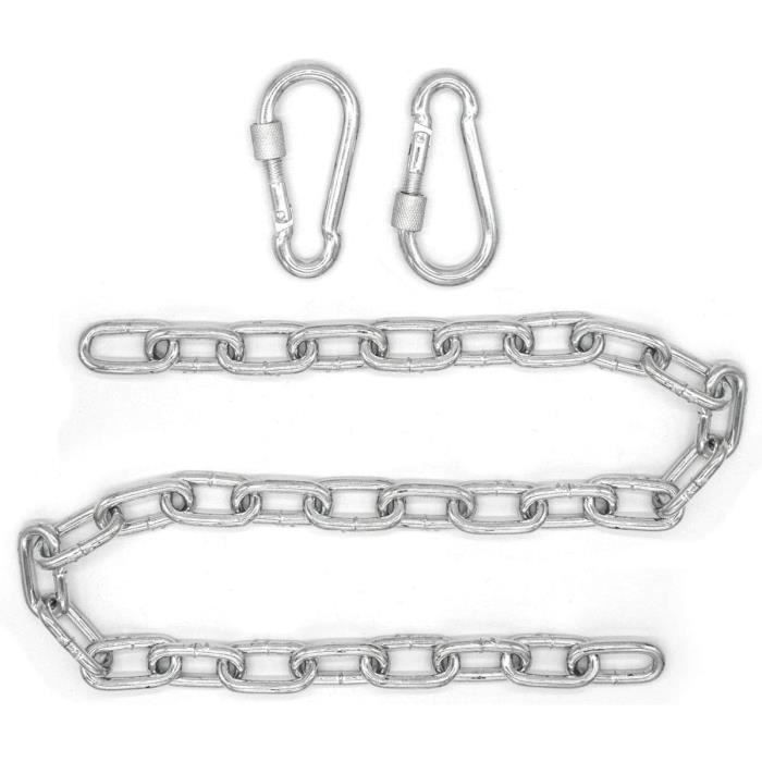 AIMEKE 2 PCS Chaîne Acier Inox 1M Avec 8 Mousquetons - Fixation Hamac Chaise Suspension 80kg