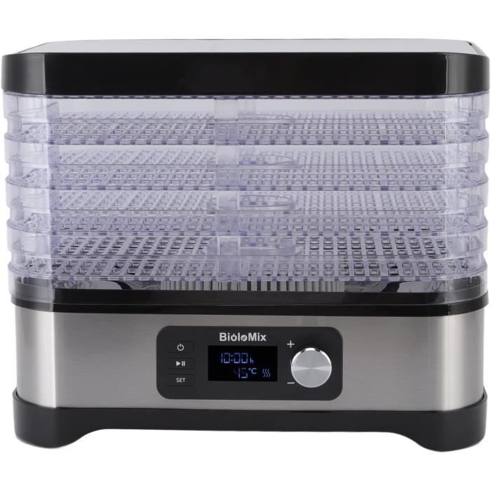 Déshydrateur Alimentaire 5 Niveaux – Acier Inox – Température Réglable Et Minuterie – 245W