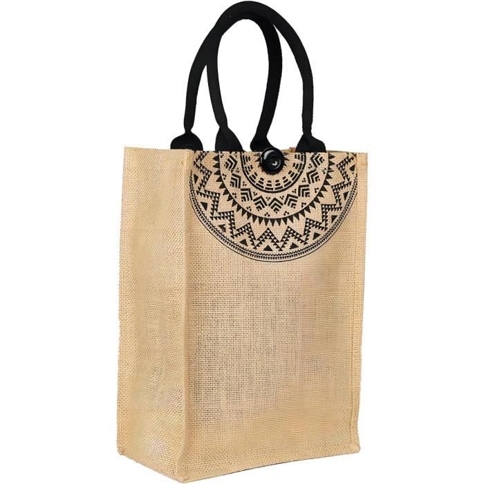 Sac Fourre-tout En Jute Fait Main - Idéal Plage Et Sorties D'été (beige, Taille Moyenne)