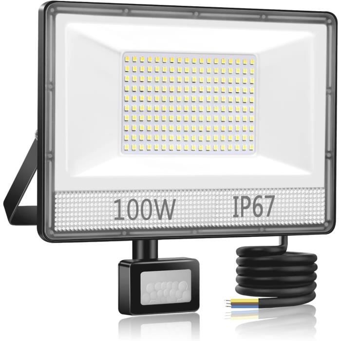 TASINUO Outdoor LED Motion Detector Floodlight, 100 W, 10000 LM 7000 K Outdoor LED Spotlight Motion Detector, IP67 Waterproof 108 LEDs Outdoor Lighting with Detector for Garden, Patio, Garage