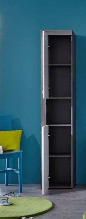 Miami Colonne De Salle De Bain L 36 Cm Gris Anthracite Et Blanc Mat Cdiscount Maison