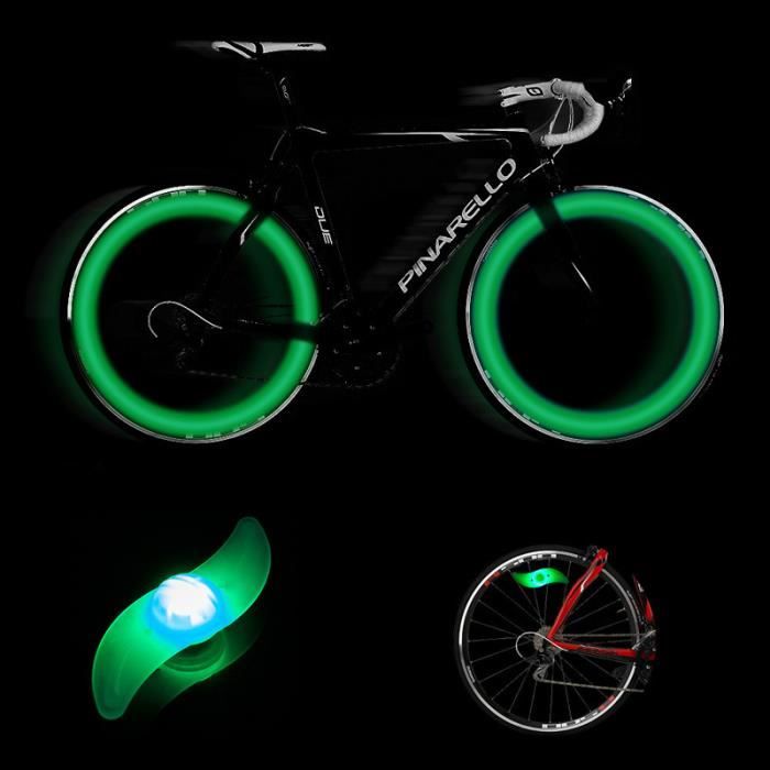 VERT Eclairage 3 Fonctions Pour Roue de V lo LED Forme S