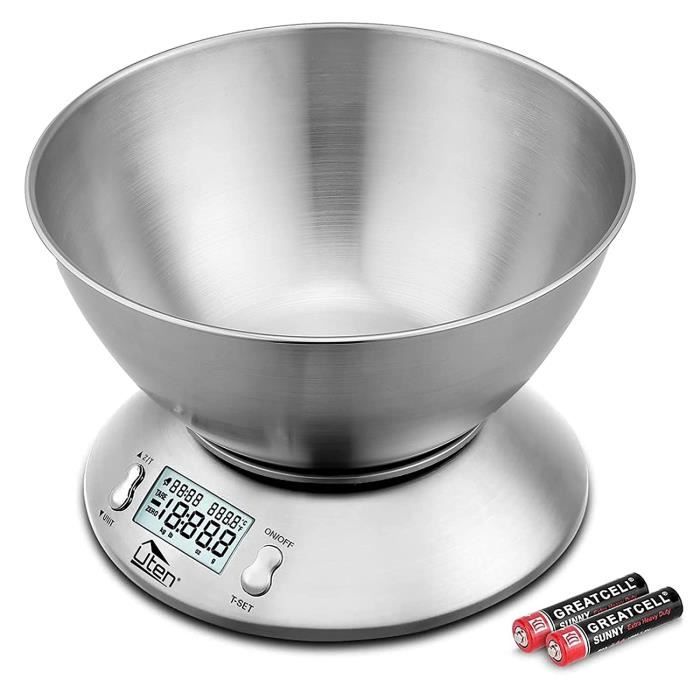Balance de Cuisine Electronique - Uten - 5 kg Balance de Précision Domsique avec Bol 2L