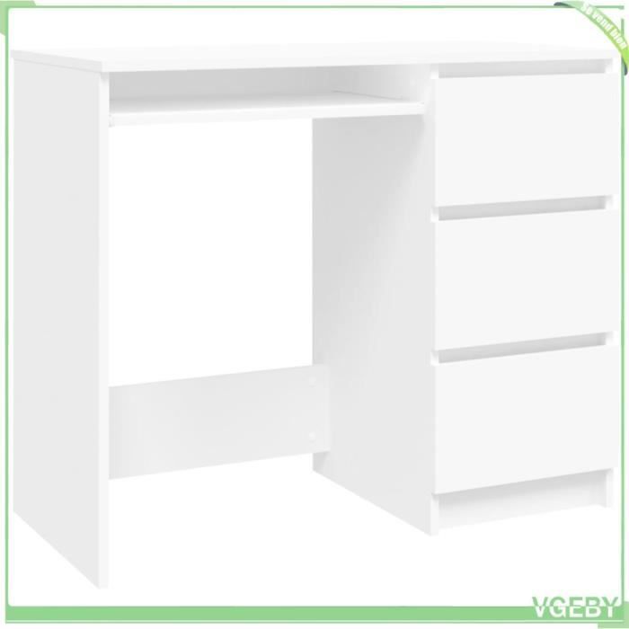 VGEBY Bureau Blanc 90x45x76 cm Bois dingénierie - 7894202781521