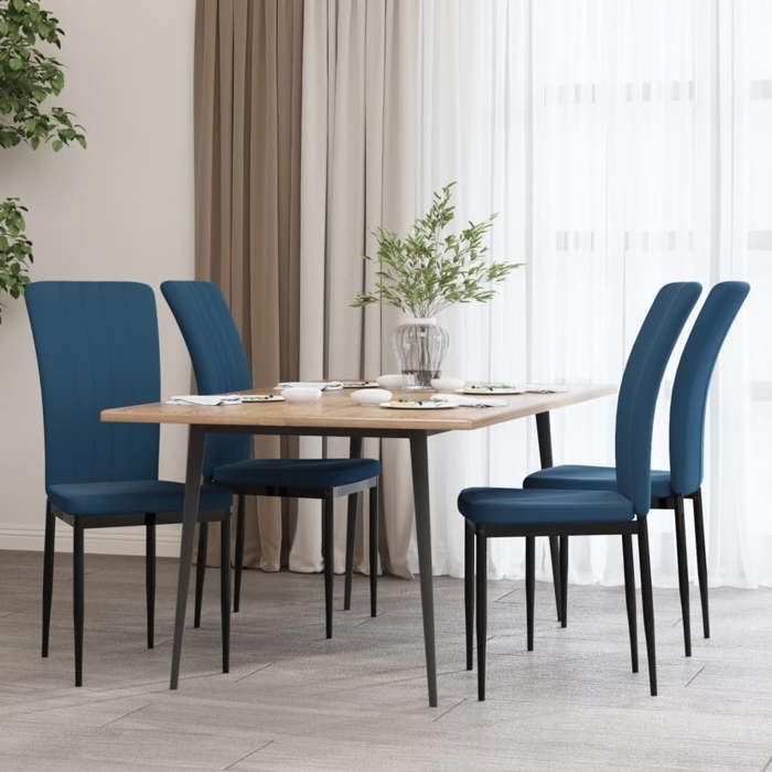 vidaXL Chaises à manger lot de 4 Bleu Velours siège de salle à manger chaise de salon chaise dappoint chaise de 326103