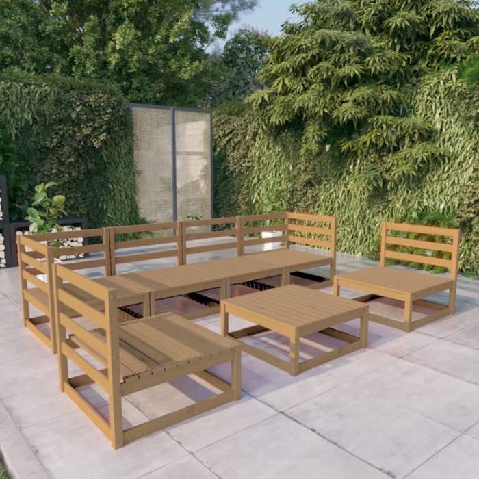 vidaXL Salon de Jardin 7 pcs Mobilier de Patio Ensemble de Meubles dExtérieur Mobilier de Jardin Meubles de Terrasse Marron