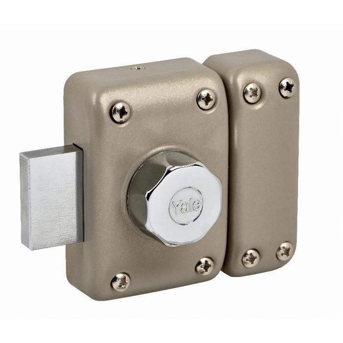Verrou de porte Bouton/Cylindre - YALE - YV25BT-45 - Protection anti arrachement - 4 clés - Beige