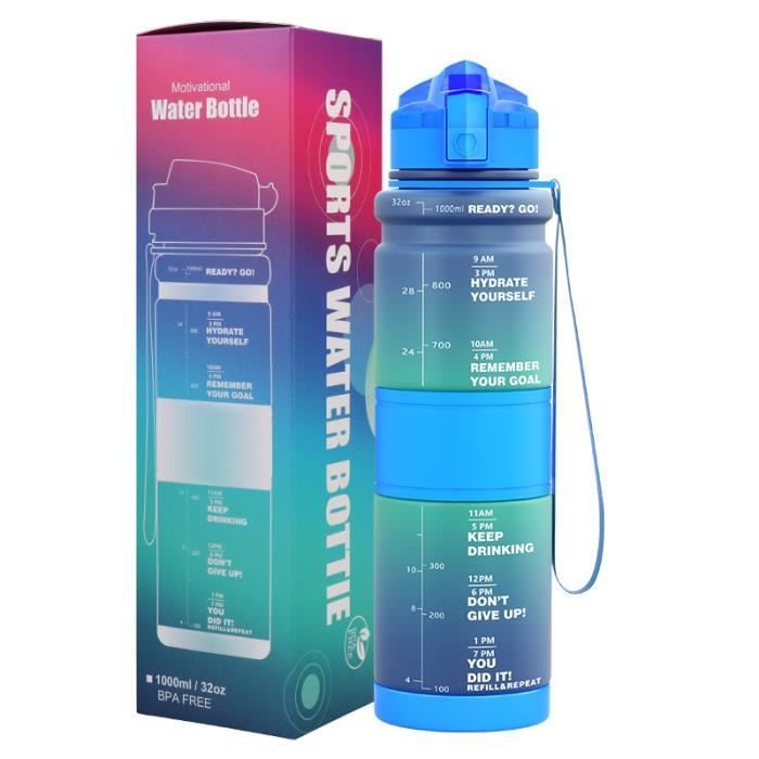 2 Pièces Bouteille D'eau Claire, 1000 Ml Bouteille D'eau Claire