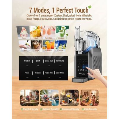 Machine à slushie pour la maison, pas besoin de glace, machine à boissons congelées avec auto-nettoyage, écran LED, parfaite pour margaritas, frappés, milkshakes et plus encore, réunions de famille et
