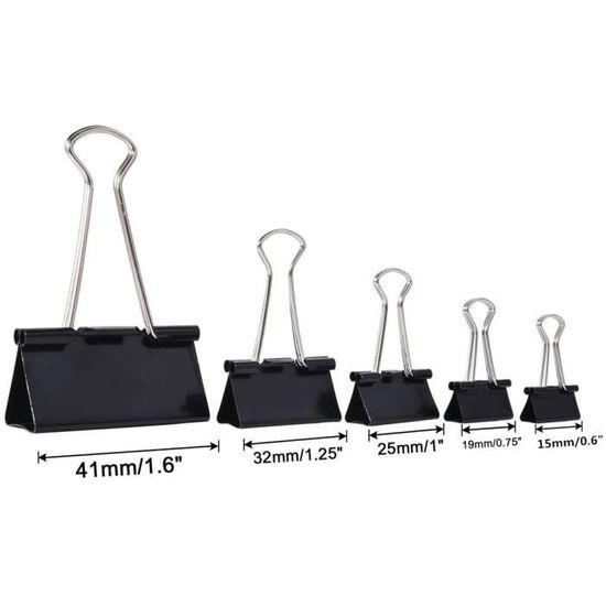 Kwmobile Lot De 60 Pinces Double Clip En Métal - 3 Tailles Pour Documents, Photos, Notes Et Listes - Fournitures De Bureau Pratiques