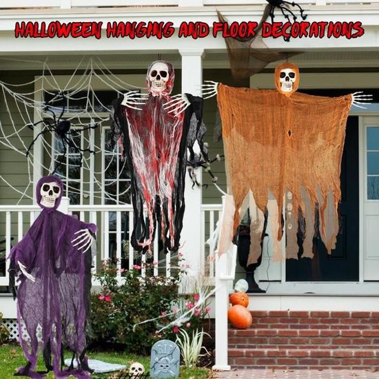 Décorations Halloween Crânes Suspendus – Lot De 8, En Carton – Pour Maison, Jardin, Fête