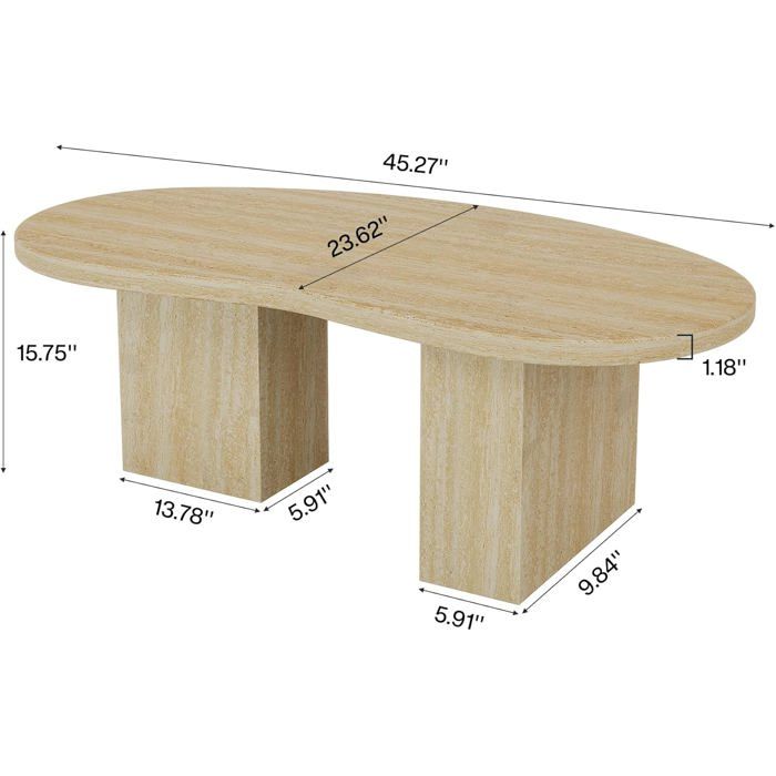 Tribesigns Table Basse Ovale de Salon, Table Basse Centrale en Bois d