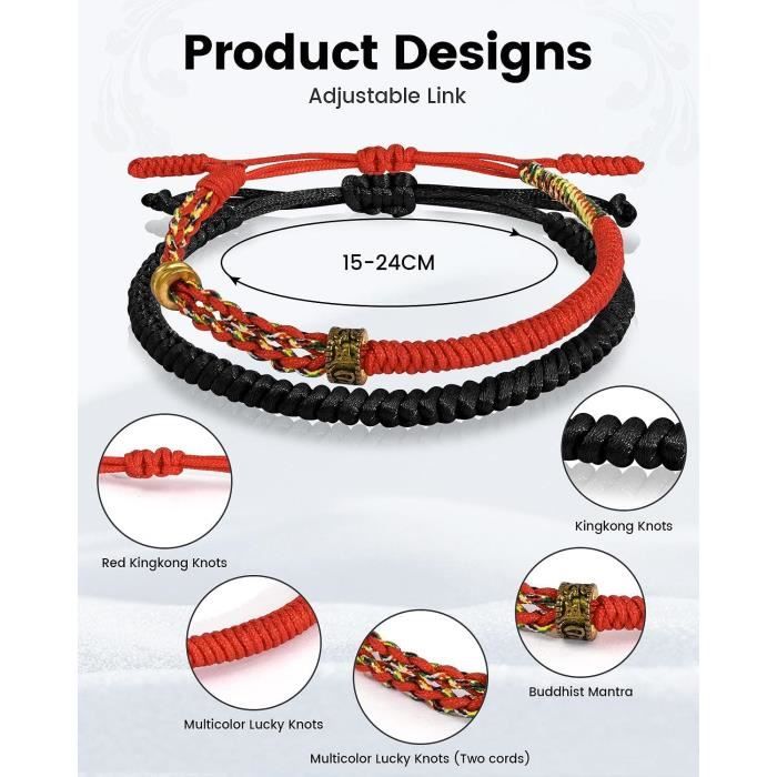 Bracelet Brésilien Adjustable Porte-Bonheur - Cadeau Symbolique Couple Ou Amitié