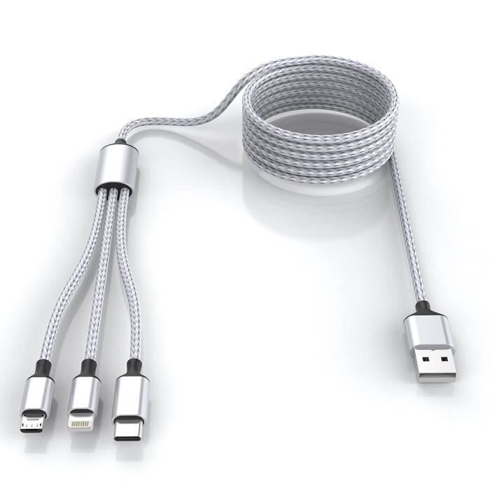 Cabling - CABLING® Multi Chargeur USB câble de données IP, Micro USB et  Type C 3 In1charging câble 3 A Chargement Rapide Câbles de données -  Batterie téléphone - Rue du Commerce