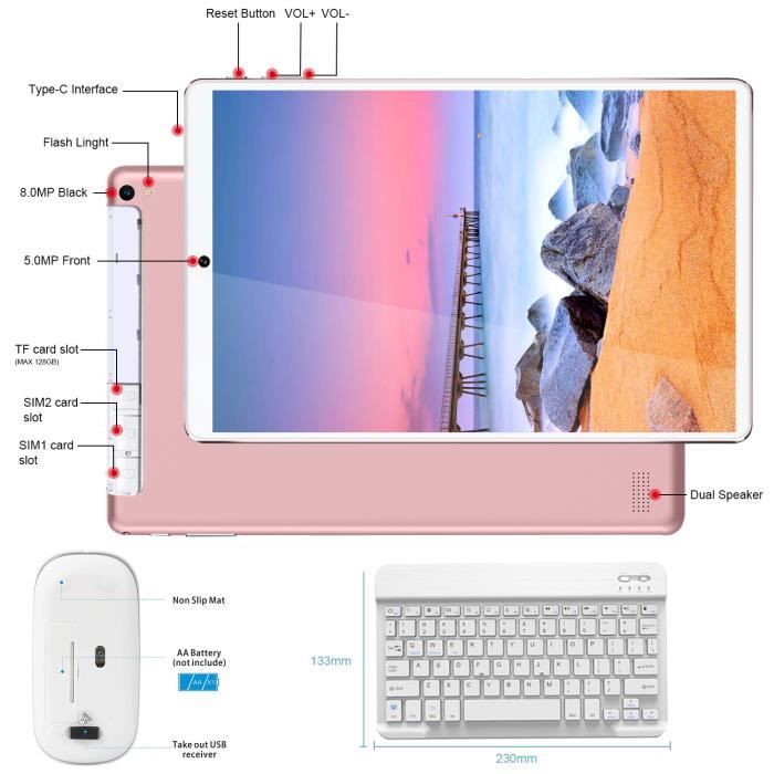 Tablette Tactile Ordinateur portable 2 en 1 Ecran1