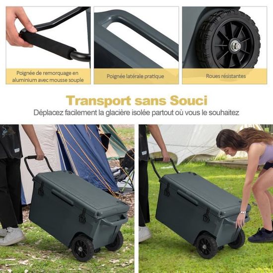 Rangement Bouteille TIENDA EURASIA Glacière Tissu Portable 1.5L - Isotherme, , Base Renforcée | Pour Pique-nique, Plage Sangle Réglable