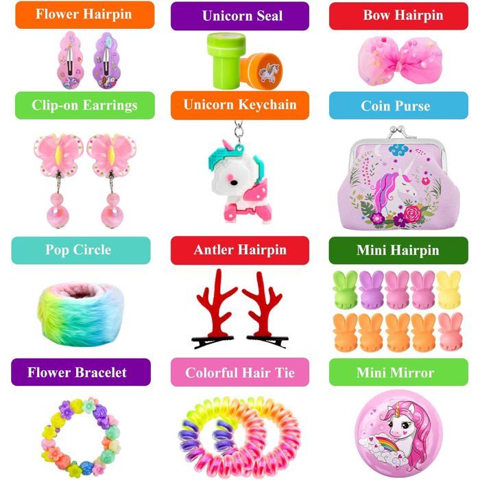 Calendrier De L’Avent 2026 Pour Filles – 24 Surprises Licorne : Bijoux, Barrettes, Porte-monnaie – Cadeau Enfant 4-12 Ans – Noël