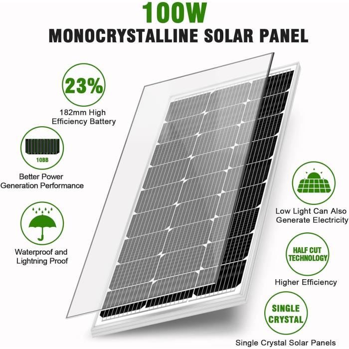 Panneau Solaire Monocristallin 200W 12V Enjoy Solar - Technologie PERC Pour Camping-car, Bateau, Abri