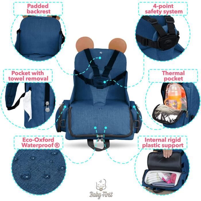 Rehausseur Chaise Enfant 4en1 Sac De Poussette Sac Dos Multi