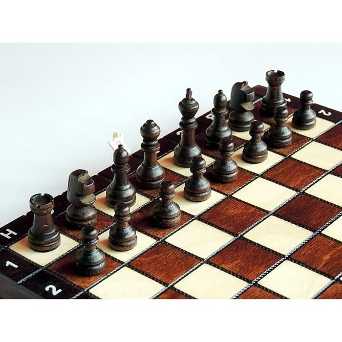 Jeu D'échecs De Voyage Pliable En Bois - 21x21 Cm - Pièces Incluses
