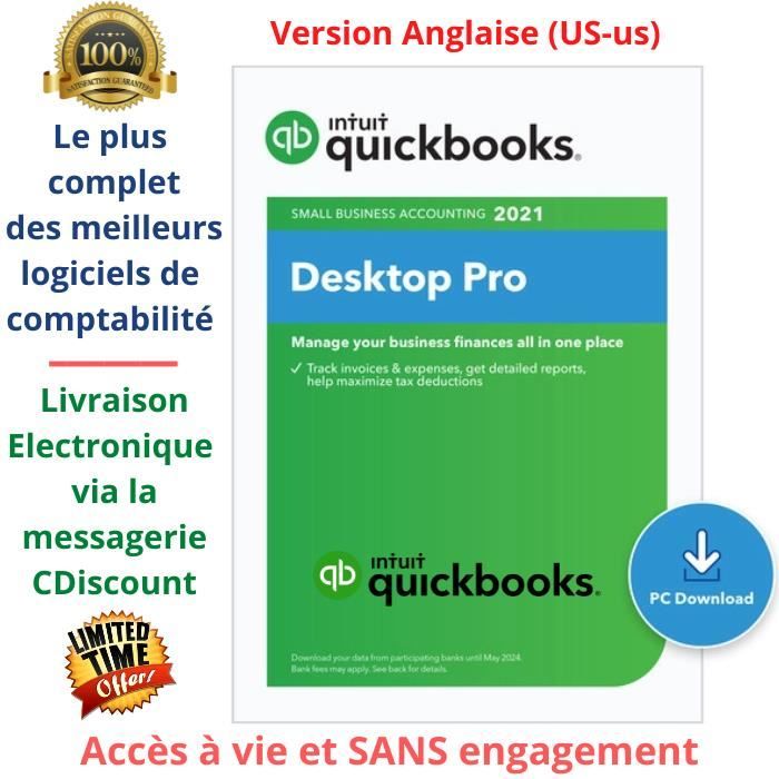 Intuit QuickBooks Desktop Pro 2021 Accès à vie Logiciel de