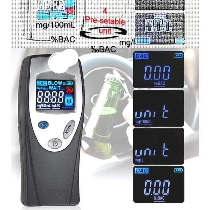 Alcootest Ethylotest Electronique, Professionnel Portable Numérique avec  Ecran LCD d'Affichage, Capteur à Semi-conducteur Teste A31 - Cdiscount Auto