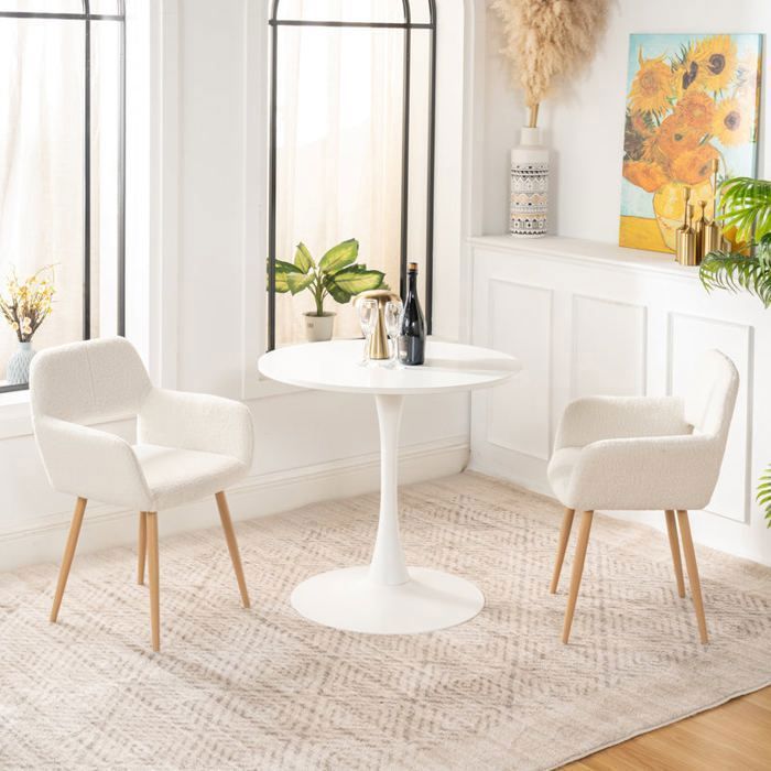 Lot De 2 Fauteuils Scandinaves - Canapé D'appoint Confortable - Rembourrage épais - Pieds En Bois Massif - Coloris Beige