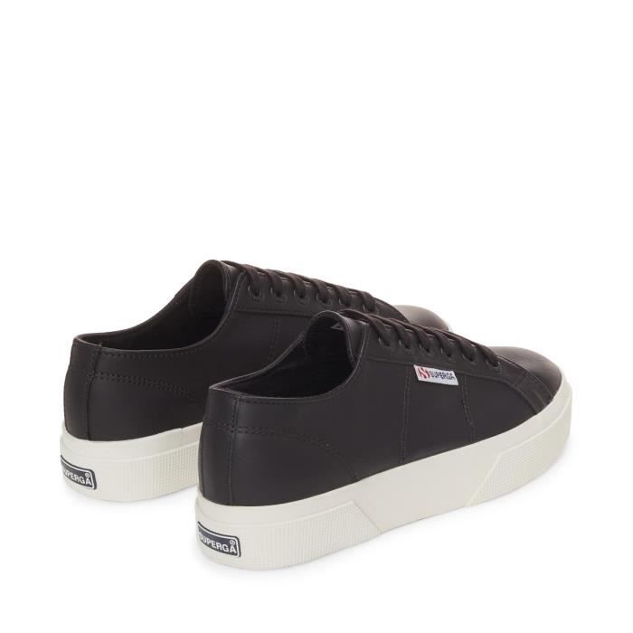 Baskets femme SUPERGA 2740 Platform Noir Compense Cuir Bristol black matte Cdiscount Chaussures