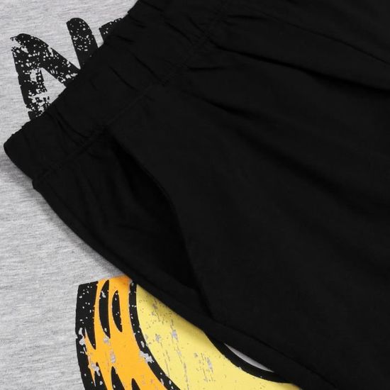 Pyjama d ete pour homme Garfield pyjama gris et noir a manches courtes gris noir Cdiscount Pret a Porter
