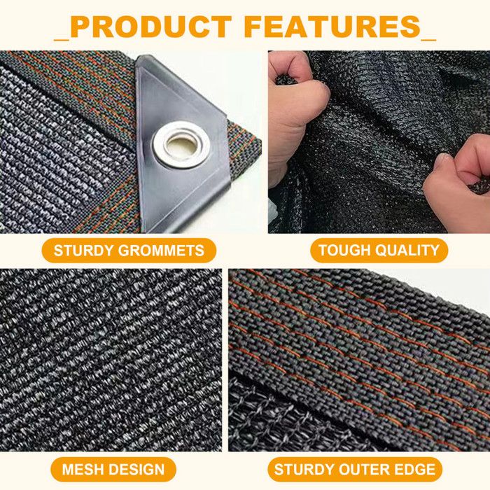 Filet D'Ombrage 96% - Tissu Protection Solaire Noir Avec Oeillets Pour Jardin, Terrasse, Balcon Et Pergola (3x4m)