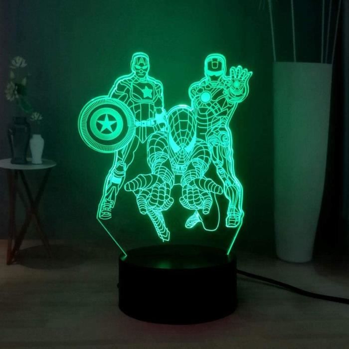Marvel The Avengers Veilleuse LED 3D Anime, Spider-Man, services.com  America Figure, Lampe de table, Jouet, Cadeaux d'anniversaire - AliExpress