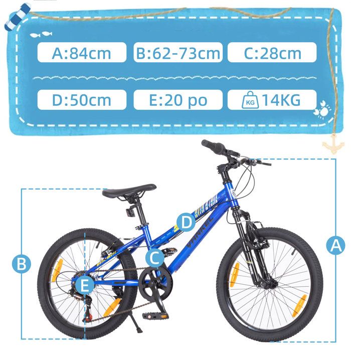 Vélo Enfant à 6 Vitesses - 20 Pouces - Femme/fille - Taille De Cadre 28cm Turquoise Vélo Enfant à 6 Vitesses - 20 Pouces - Femme/fille - Taille De Cadre 28cm Turquoise