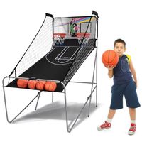DREAMADE Jeu de Basketball Arcade Electrique avec 2 Paniers&LED Score, Basket-Ball Pliant Intérieur Interactif à 8 Options des Jeux