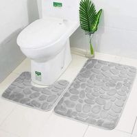 2pc anti-dérapant galette flanelle salle de bains tapis tapis de mousse tapis de douche tapis tapis en forme de U