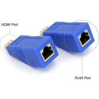 1Pair HDMI Extender Adaptateur RJ45 Signal Amplification Transmetteur Récepteur 30 mètres