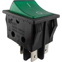 Interrupteur à bascule encastrable, 2 pôles, 4 broches, 16 A, 250 V, 28,5 x 21,9 mm, vert, avec éclairage