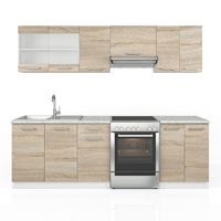 Cuisine Intégrée Vicco Optima, 270 Cm, Gris élégant, Moderne, Neuve