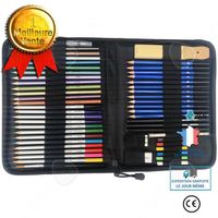 CONFO® Kit de peinture d'art 51 pièces de plomb de couleur soluble dans l'eau, professionnel de la peinture, ensemble de crayons à c