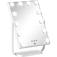 Miroir Maquillage Hollywood Lumineux LED Tactile - HOMCOM - 3 Modes éclairage - Blanc