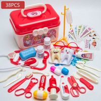 Ensemble de jouets de docteur,stéthoscope, boîte de rangement pour jeux pour enfants - 38PCS (Rouge)