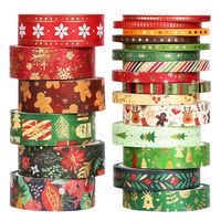 Ensemble de rubans de Noël, 21 rouleaux de ruban adhésif décoratif DIY pour Bullet Journal, Scrapbooking, emballage de cadeaux
