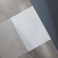 Sogood® Receveur de Douche Bac à Douche Ultra Plat en Solid Surface Blanc Mat Geoma07 70x100x3 cm avec Bonde AL06