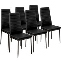 TECTAKE Ensemble de 6 chaises de salle à manger THOMAS Rembourré avec revêtement aspect cuir - Noir