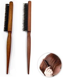 BROSSE - PEIGNE Brosse à cheveux en poils de sanglier, lot de 2 brosses à barbe avec manche en bois, brosse à chignon lisse pour le.[G2552]