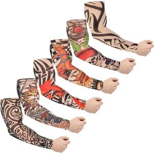 6 Manchettes Temporaires Faux Tatouages - Tatouages Sleeves Unisexe Multicolores - Neuf Sous Blister